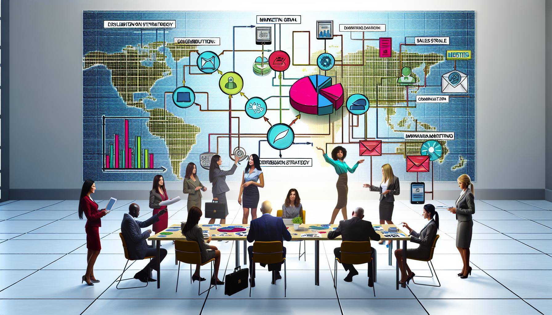 Marketing Team developing marketing distribution model  