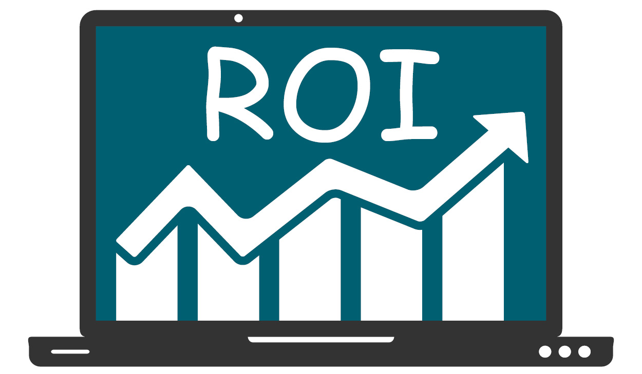 Computer Screen Showing a Graph with an Upward Arrow and ROI Above because of the use of MAM